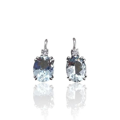 CRIVELLI EARRINGS IN WHITE GOLD WITH AQUAMARINE AND DIAMONDS