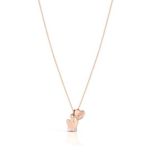 ROSE GOLD NECKLACE WITH ANGEL AND HEART WITH DIAMOND