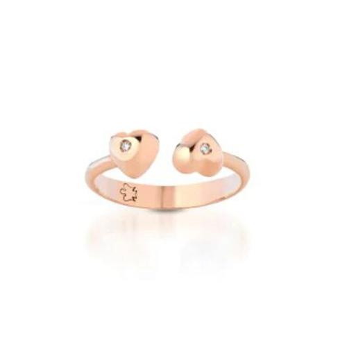 CONTRARIÉ RING IN ROSE GOLD WITH HEARTS AND DIAMONDS
