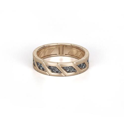 BARAKÀ RING IN ROSE GOLD AND WHITE GOLD WITH BLACK DIAMONDS