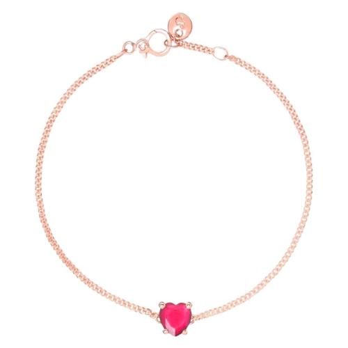 DoDo Heart Bracelet in 9K Rose Gold with Synthetic Ruby DBC3000-HEART-SR09R