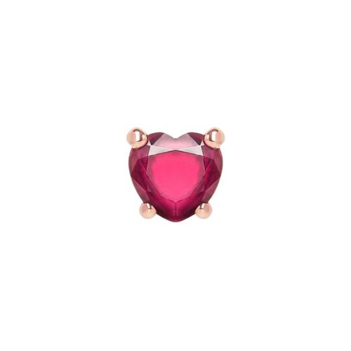DoDo Heart Earring in 9K Rose Gold with Synthetic Ruby DHC3000-HEART-SR09R