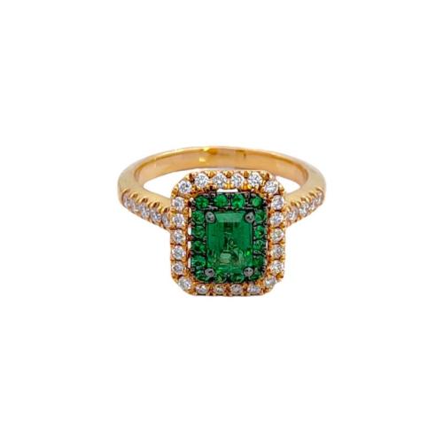 RING IN ROSE GOLD WITH EMERALD AND DIAMONDS 254771