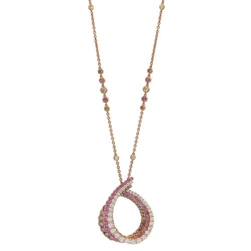 CRIVELLI NECKLACE IN ROSE GOLD WITH WHITE DIAMONDS, BROWN DIAMONDS AND PINK SAPPHIRE