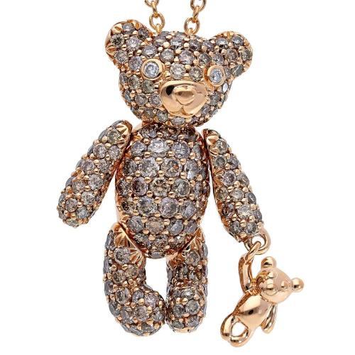 TEDDY NECKLACE IN ROSE GOLD WITH DIAMONDS WHITE AND BROWN