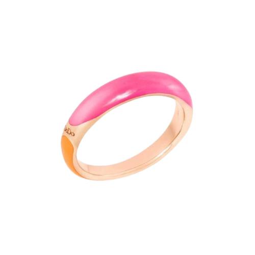Rondelle DoDo ring in 18K rose gold gilded silver and orange and pink enamel DAC3007-RONDE-AFRAG