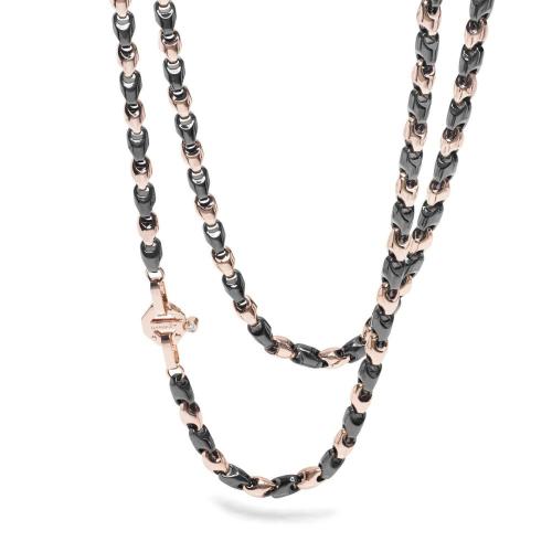 BARAKA 'NECKLACE IN 18KT ROSE GOLD AND BLACK CERAMIC WITH DIAMOND