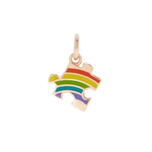 Puzzle DoDo charm in 9K rose gold and rainbow enamel DMC3005-PZZLS-EMX9R
