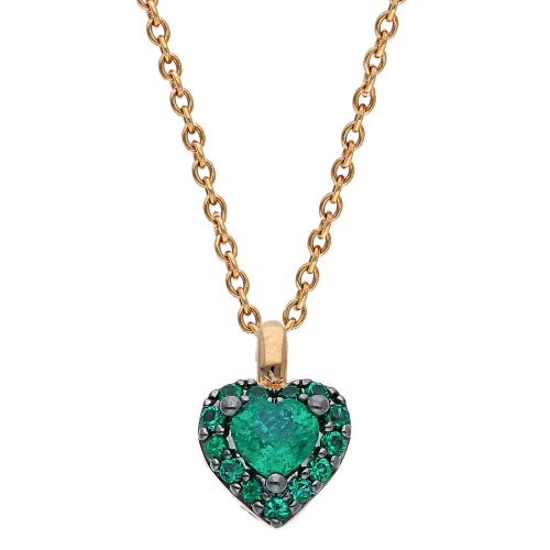 NECKLACE WITH HEART PENDANT IN ROSE GOLD WITH EMERALDS 259417