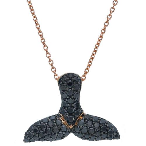 WHALE TAIL NECKLACE IN ROSE GOLD WITH BLACK DIAMONDS 266080KR