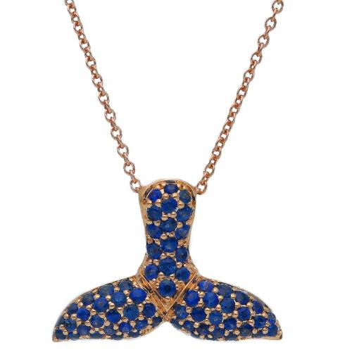 WHALE TAIL NECKLACE IN ROSE GOLD WITH BLU SAPPHIRES 266080ZR