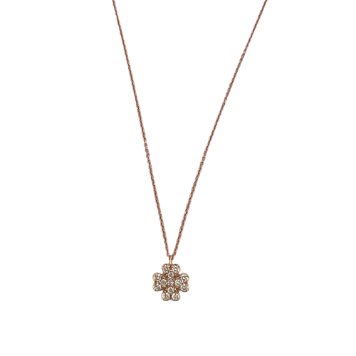 FOUR LEAF CLOVER NECKLACE IN ROSE GOLD WITH DIAMONDS