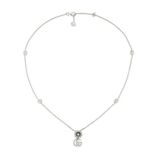 GUCCI NECKLACE GG MARMONT IN SILVER AND MOTHER OF PEARL