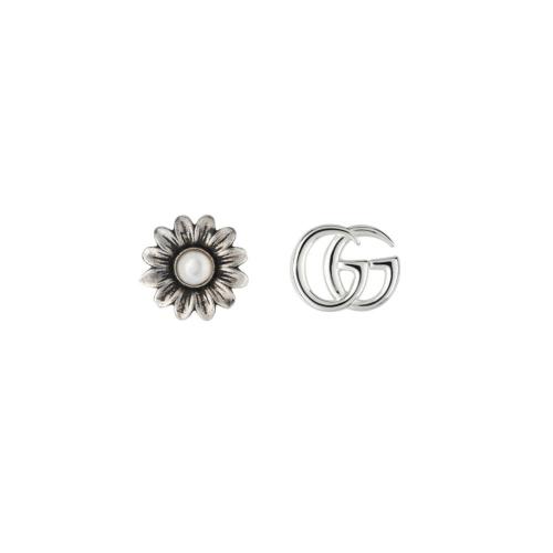 GUCCI GG MARMONT EARRING IN SILVER AND MOTHER OF PEARL