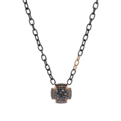 CRIVELLI CROSS NECKLACE IN ROSE GOLD AND BLACK DIAMONDS