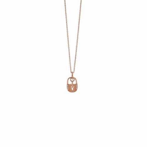 CRIVELLI NECKLACE WITH PADLOCK AND KEY IN ROSE GOLD AND DIAMONDS