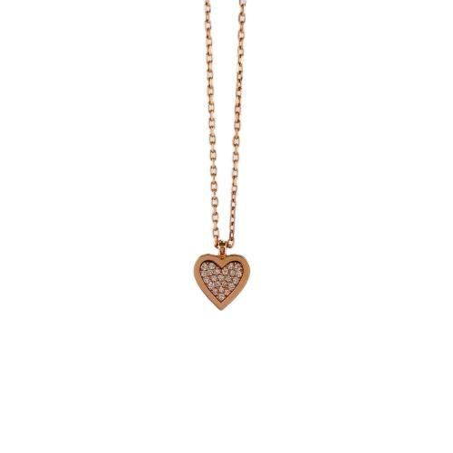 NECKLACE WITH HEART PENDANT IN ROSE GOLD AND DIAMONDS