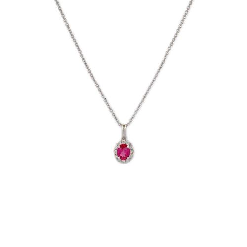 CRIVELLI NECKLACE WITH OVAL RUBY AND DIAMONDS
