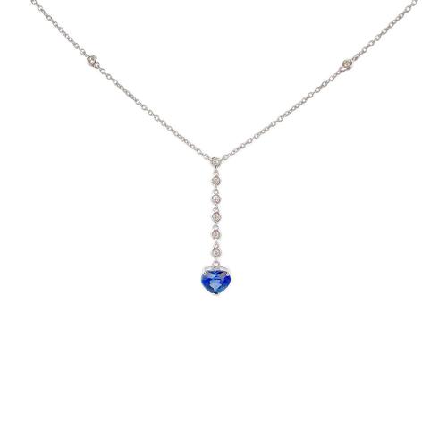 CRIVELLI CHOKER NECKLACE IN WHITE GOLD WITH DIAMOND PENDANT AND SAPPHIRE HEART