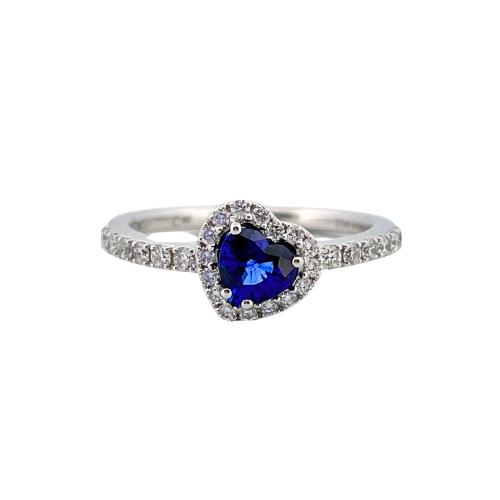 CRIVELLI HEART RING IN WHITE GOLD WITH SAPPHIRE AND DIAMONDS