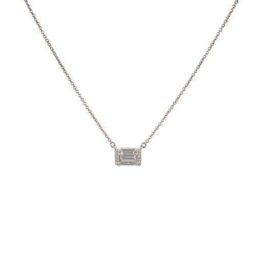 CRIVELLI CHOKER NECKLACE IN WHITE GOLD WITH RECTANGULAR DIAMOND PENDANT