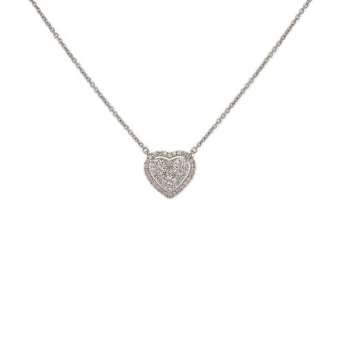 CRIVELLI CHOKER NECKLACE IN WHITE GOLD WITH HEART PENDANT IN DIAMONDS