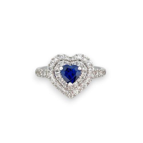 CRIVELLI RING IN WHITE GOLD WITH SAPPHIRE AND DIAMOND HEART