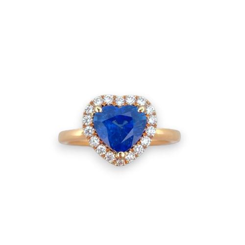 CRIVELLI RING IN ROSE GOLD WITH SAPPHIRE AND DIAMOND HEART