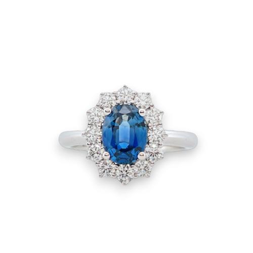 CRIVELLI RING IN WHITE GOLD OVAL SAPPHIRE AND DIAMONDS