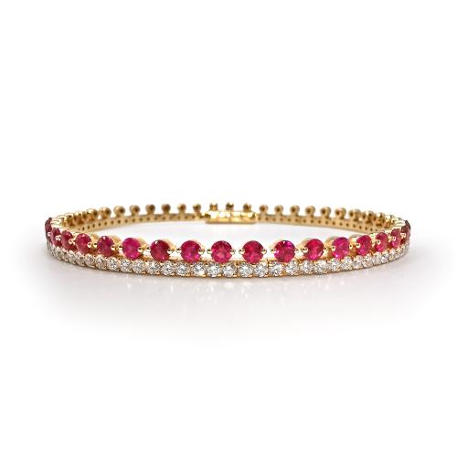 ROSE GOLD BANGLE BRACELET WITH DIAMONDS AND RUBIES