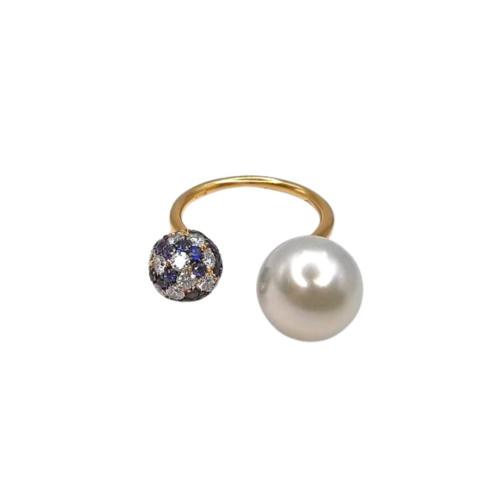 RING ROSE GOLD, DIAMONDS, SAPPHIRES AND AUSTRALIAN PEARL