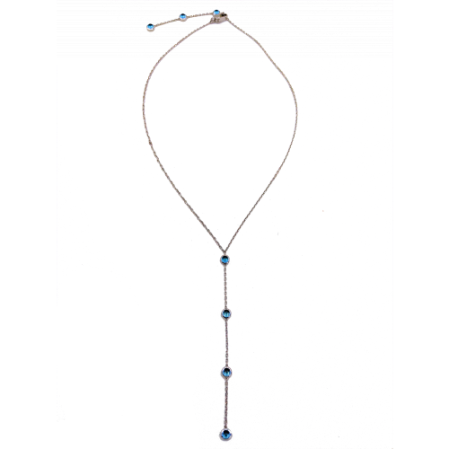 GUCCI NECKLACE IN WHITE GOLD AND BLU TOPAZ