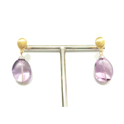 MARCO BICEGO EARRINGS IN YELLOW GOLD WITH DIAMONDS AND AMETHIST
