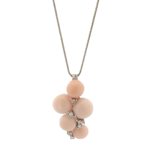 SALVINI NECKLACE IN WHITE GOLD WITH PINK CORAL AND DIAMONDS