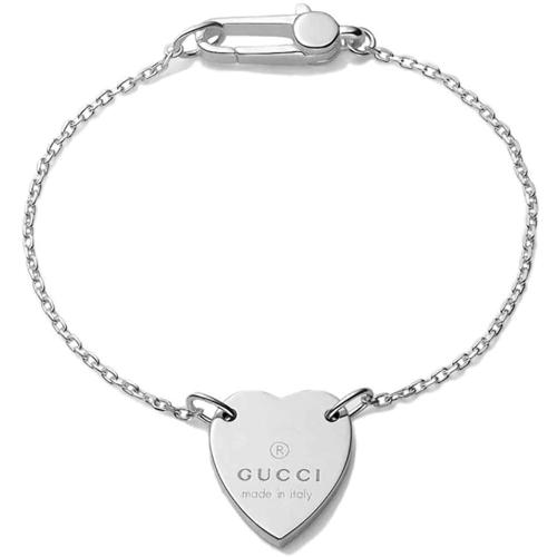 GUCCI TRADEMARK SILVER BRACELET WITH HEART PENDANT