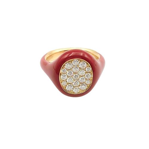 CRIVELLI PINKY RING IN ENAMEL, ROSE GOLD AND DIAMONDS