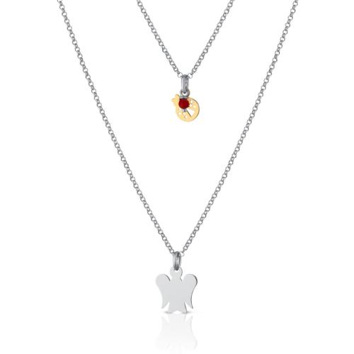 DOUBLE CHAIN NECKLACE WITH ANGEL AND LADYBIRD PENDANTS