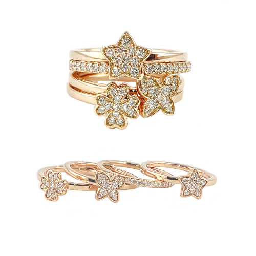 CRIVELLI STOCKABLE RINGS IN ROSE GOLD AND DIAMONDS