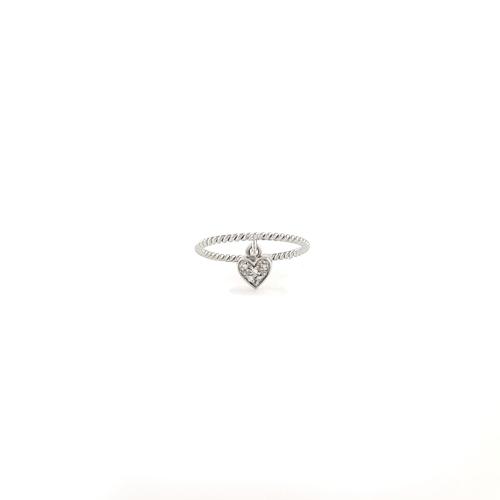 WHITE GOLD RING WITH HEART SHAPED PENDANT WITH DIAMONDS