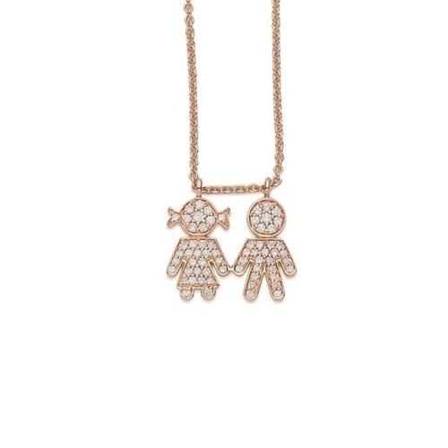 CRIVELLI "EASY" NECKLACE IN ROSE GOLD AND DIAMONDS