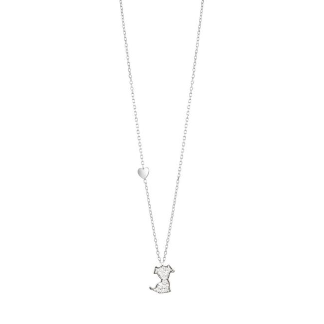 SALVINI NECKLACE WITH DOG PENDANT IN WHITE GOLD WITH DIAMONDS