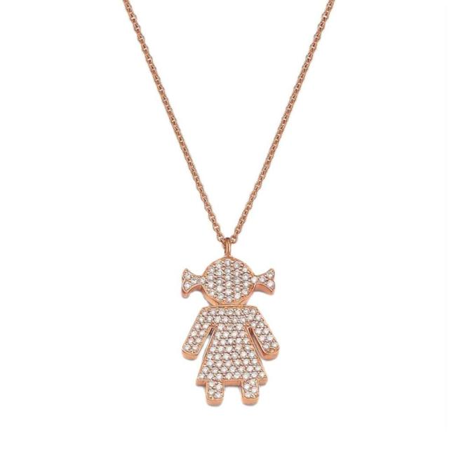 "EASY" CRIVELLI NECKLACE GIRL IN ROSE GOLD WITH DIAMONDS