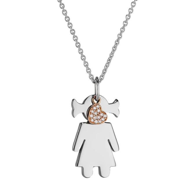 NECKLACE CRIVELLI "EASY" GIRL IN SILVER AND DIAMONDS