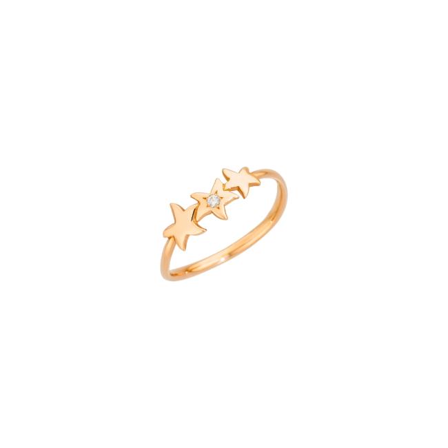 DoDo Precious Stellina Ring in 9K Rose Gold and White Diamonds DAC1008-STAR3-DB09R