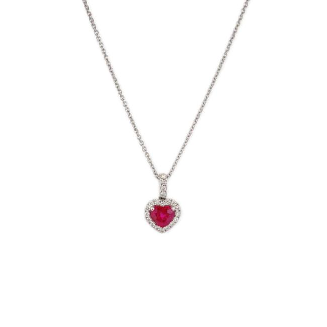 WHITE GOLD NECKLACE WITH RUBY AND DIAMONDS
