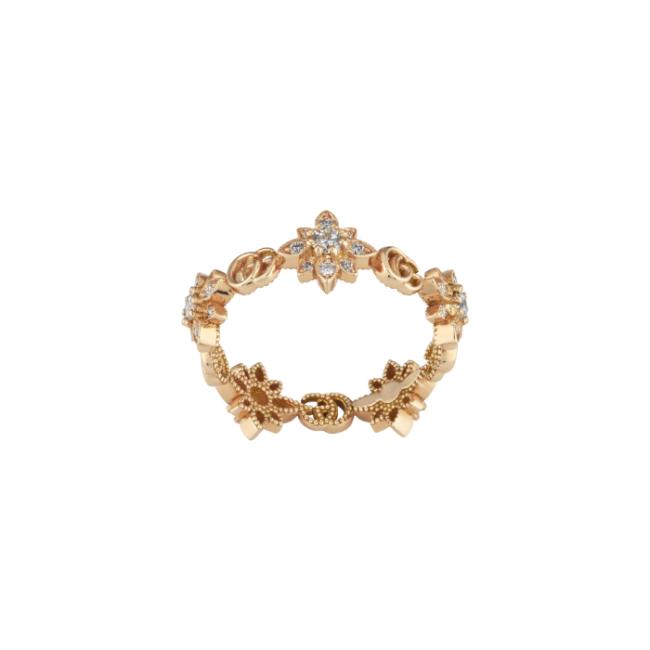 GUCCI RING FLORA IN ROSE GOLD AND DIAMONDS