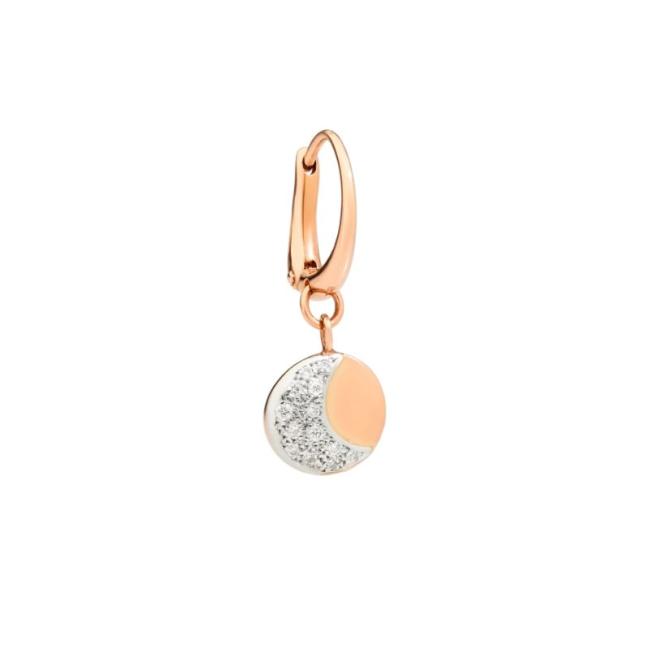 Earring Moon & Sun - Moon DoDo in Rose Gold with White Diamonds DHC2014-MOSUN-DB09R