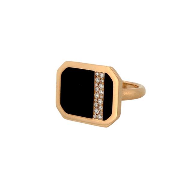CRIVELLI RING IN ROSE GOLD, DIAMONDS AND ONYX
