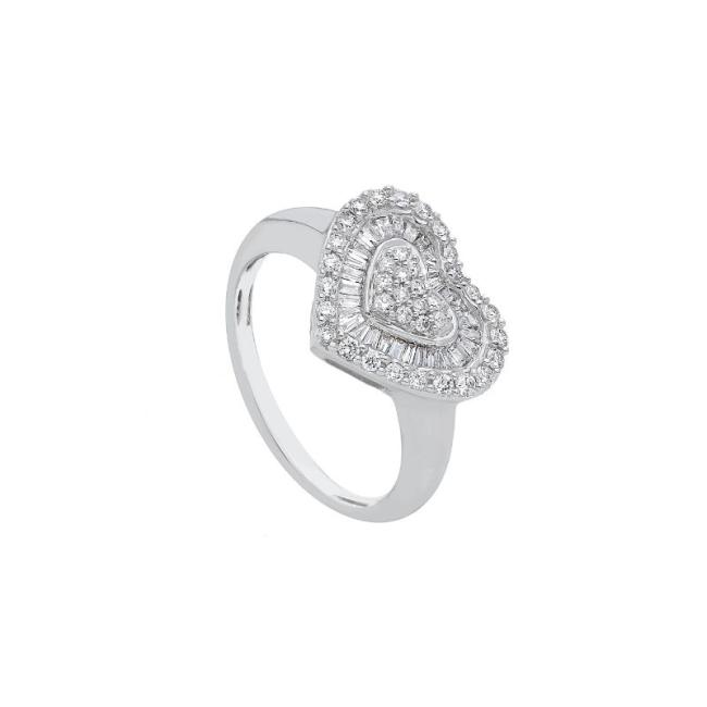 HEART RING IN WHITE GOLD AND DIAMONDS