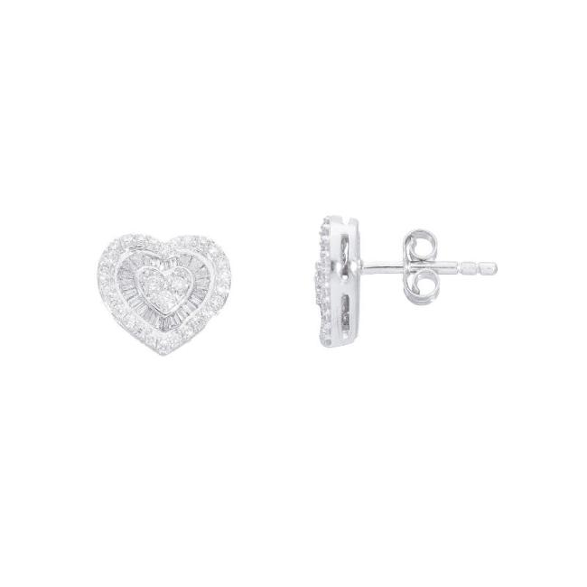 HEART EARRINGS IN WHITE GOLD AND DIAMONDS